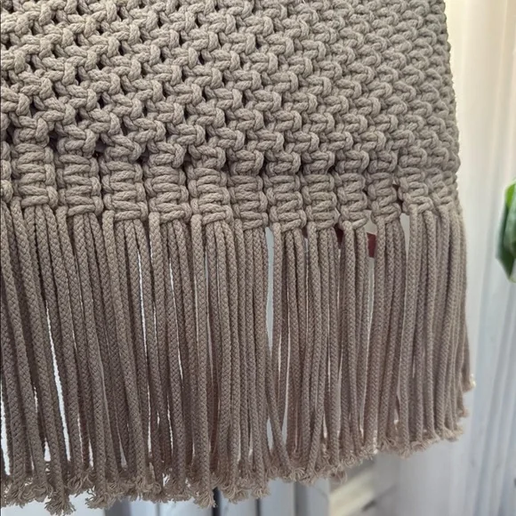 La Regale Tan Macrame Shoulder Bag with Fringe Detail - Picture 10 of 12